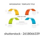 A professional infographic template featuring four colorful arcs with arrows, labeled sections, and placeholders for brief descriptions and icons. Ideal for presentations or data visualization.