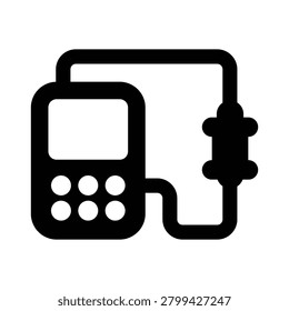 Professional infusion pump icon representing intravenous therapy, fluid administration, and controlled medication delivery in healthcare environments. Ideal for hospital software, medical websites, healthcare applications, patient monitoring systems, clinical documentation, and treatment management platforms.
