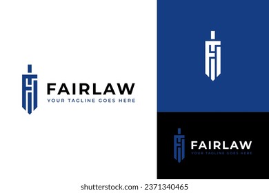 Professional Initial F Sword Shield Knight Law Guard Justice Legal Attorney Logo Design Branding Template 