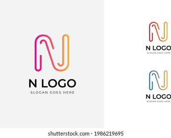 Professional initial N Letter Logo Design Template 