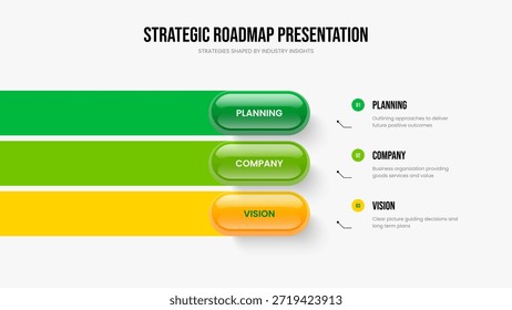 Layout da apresentação do infográfico do elemento 3 do Professional Insight. Ilustração do vetor de modelo de slide de crescimento de consultoria. Empresa Solução Projeto de estrutura de diagrama de três etapas.