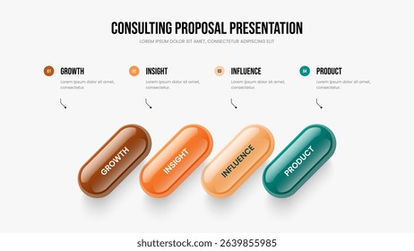 Professional Insight 4 Step Infographic Slide Template. Enterprise Analysis Four Option Diagram Frame Layout. Corporate Proposal Presentation Design Vector Illustration.