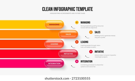 Modelo de apresentação de slides de diagrama de cinco opções do Professional Insight. Relatório corporativo 5 Elemento Infográfico Apresentação Layout. Ilustração de vetor de design de slide de estratégia de consultoria.