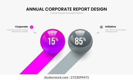 Profesional Insight Diseño de marco de infografía de dos opciones. Plantilla de diapositivas de gráfico de elementos de rendimiento de empresa 2. Ilustración vectorial de diseño de presentación de soluciones minimalistas.