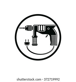 Professional instrument simple vector illustration, electric power tool. Building and manufacturing theme icon, drill symbol.
