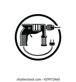 Professional instrument simple vector illustration, electric power tool. Building and manufacturing theme icon, drill symbol.