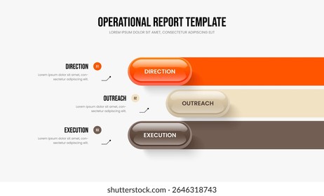 Professional Introduction 3 Step Diagram Slideshow Design. Investor Review Three Option Infographic Frame Layout. Advertising Overview Slide Template Vector Illustration.