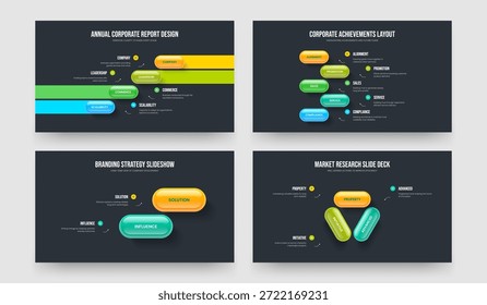 Profesional Introducción 4 5 2 3 Opción Infografía Marco Plantilla Colección. Crecimiento del negocio Cuatro Cinco Dos Tres Paso Diagrama Presentación Layout Ilustración vectorial Set.