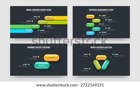 Professional Introduction 4 5 2 3 Option Infographic Frame Template Collection. Business Growth Four Five Two Three Step Diagram Presentation Layout Vector Illustration Set.
