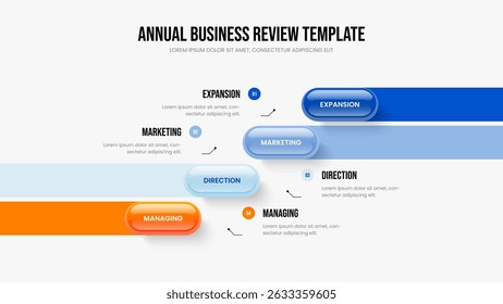 Professional Introduction 4 Element Diagram Presentation Template. Project Innovation Four Step Infographic Slideshow Design. Product Launch Slide Layout Vector Illustration.