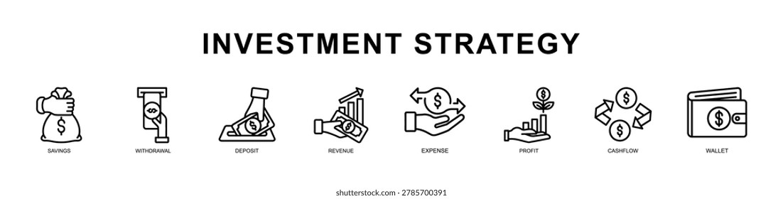 Professional investment strategy artwork featuring portfolio management, assets, liabilities, equity, and capital funding concepts.