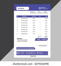professional  invoice, bill  template design
