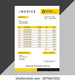professional  invoice, bill  template design