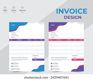 Professional invoice design for corporate office.invoice design illustration.