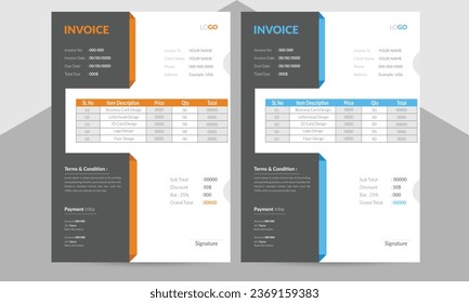 Professionelles Rechnungsdesign, Vektorgrafik-Layout-Vorlage A4-Größe