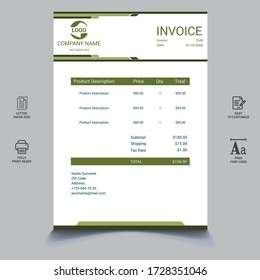 Professional invoice template. Bill form business invoice accounting. Vector illustration. eps 10