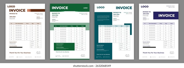 Professional Invoice Template for Business Billing Clean and Editable Design for Companies Freelancers and Agencies Ideal for Payment Processing Client Invoices and Financial Documentation.