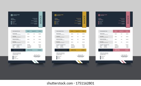 Professional Invoice Template design. corporate ,simple and creative print ready A4 size invoice bill table design.