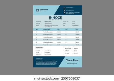 Professional Invoices Elegant bill form business invoice accounting template Cash Memo print Book.eps