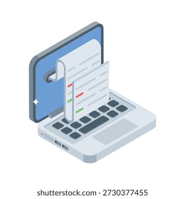 Um ícone isométrico profissional que representa o pagamento on-line seguro do comércio eletrônico