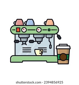 Professional Italian Espresso machine isolated vector illustration for Barista Day on March 1