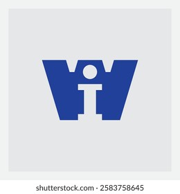 Professional IW letters combination mark in blue. Monogram logo design with clean geometry and contemporary style for company branding. Simple and bold typography for business branding identity.