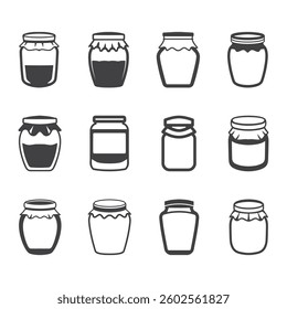 Professional Jam Jar Logo Icons Silhouette Vector Illustration