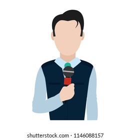 professional journalist with elegant clothes and microphone