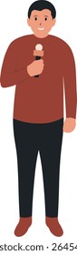 Professional Journalist Illustration. Vector Cartoon Character