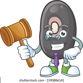A professional judge black beans presented in cartoon character design