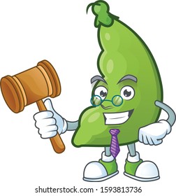 A professional judge broad beans presented in cartoon character design