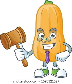 A professional judge butternut squash presented in cartoon character design