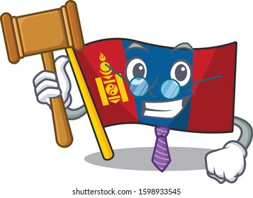 Professional Judge flag mongolia Scroll presented in cartoon character design