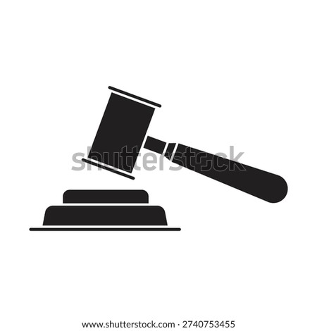 Professional judge gavel solid silhouette for legal services auction bidding and law justice system authority