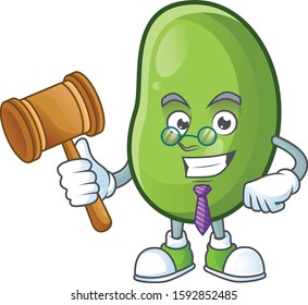 A professional judge green beans presented in cartoon character design