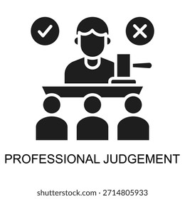 Ilustración vectorial de glifo de icono de juicio de Profesional