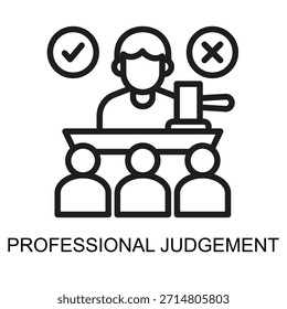 Ilustración vectorial de línea de ícono de juicio de Profesional