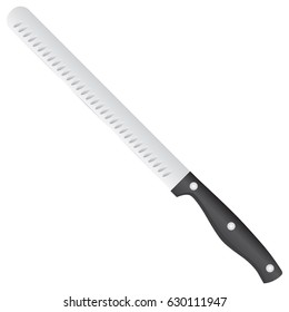 Professional knife for cutting meat with a long blade.