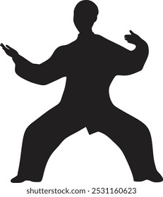 a professional kung fu athlete vector illustration