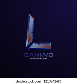 professional L letter monogram gaming logo