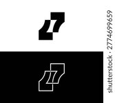 Professional L7 Z7 Interlocking Monogram Branding Identity. Number 77 Logo design. 