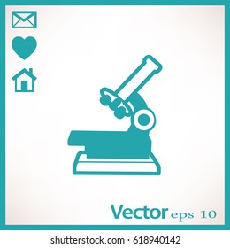 Professional laboratory optical microscope. Vector illustration