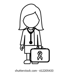 professional lady-doctor with emergency briefcase, vector illustration design