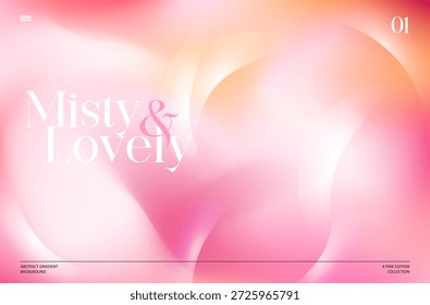 Modelo de vetor de landing page profissional com um fundo de gradiente rosa e pêssego para uma coleção estética moderna