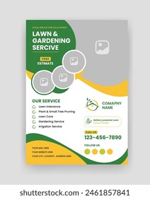 Professional Landscaping And Corporate Business Flayer Design. Marketing Abstract Flyer. Modern One Pager Template