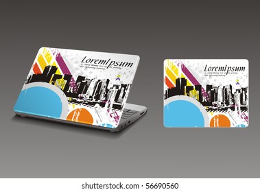 Professional Laptop sticker skins on white with empty space, vector illustration