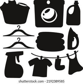  Equipo de lavandería profesional aislado Vector Silhouettes