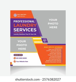 Professional Laundry Services social media post design template