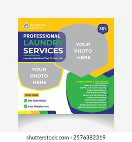 Professional Laundry Services social media post design template