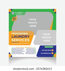 Professional Laundry Services social media post design template